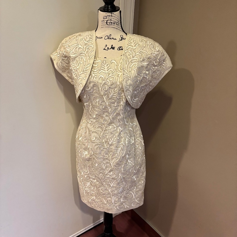 Carmen Marc Valvo appliqué dress with bolero jacket